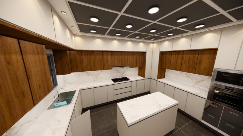 مطبخ عصري مخصص — تصميم وتنفيذ التخصصي للمطابخ